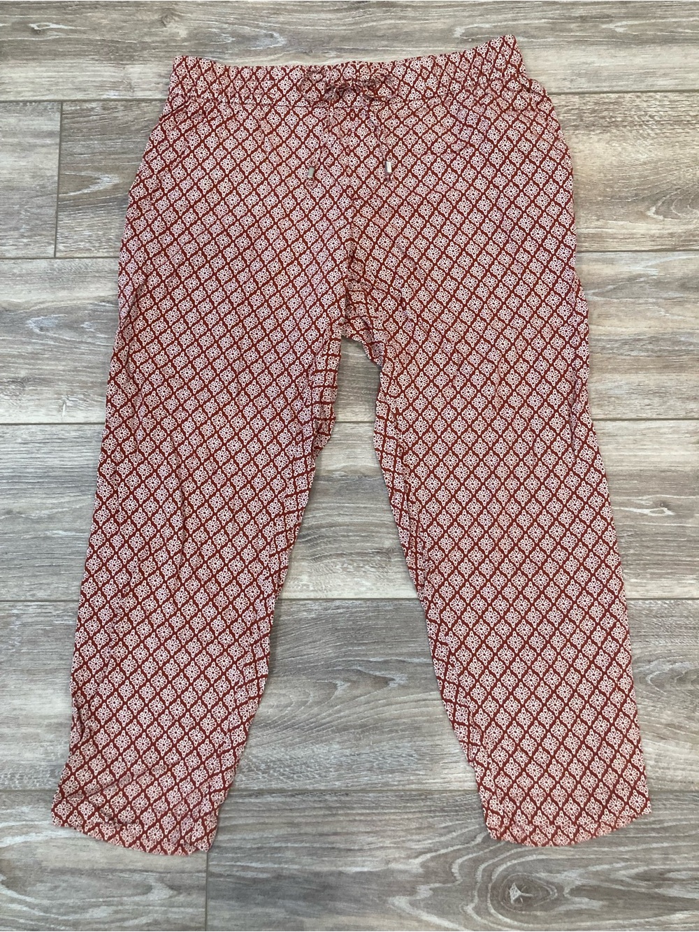Old Navy Printed Drawstring Pants - Rust & White